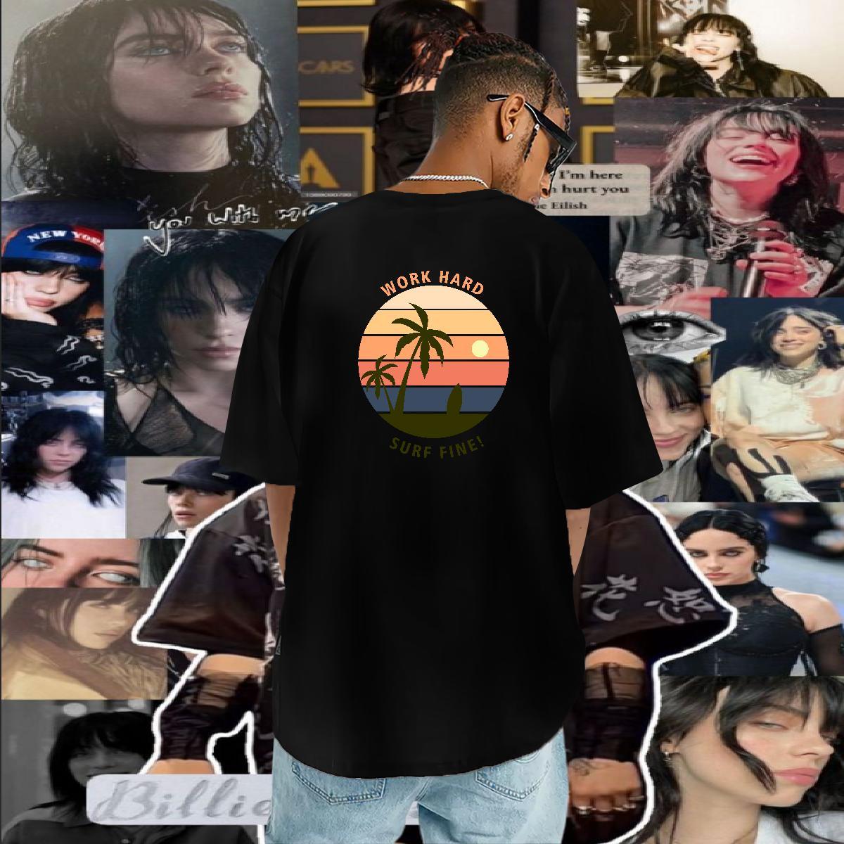 Loose Fit T-Shirts for Men 230g Pure Cotton sea Beach Plus Size Cartoon Breathable Short Sleeve Men Tops Tees Customized Tops Shirt