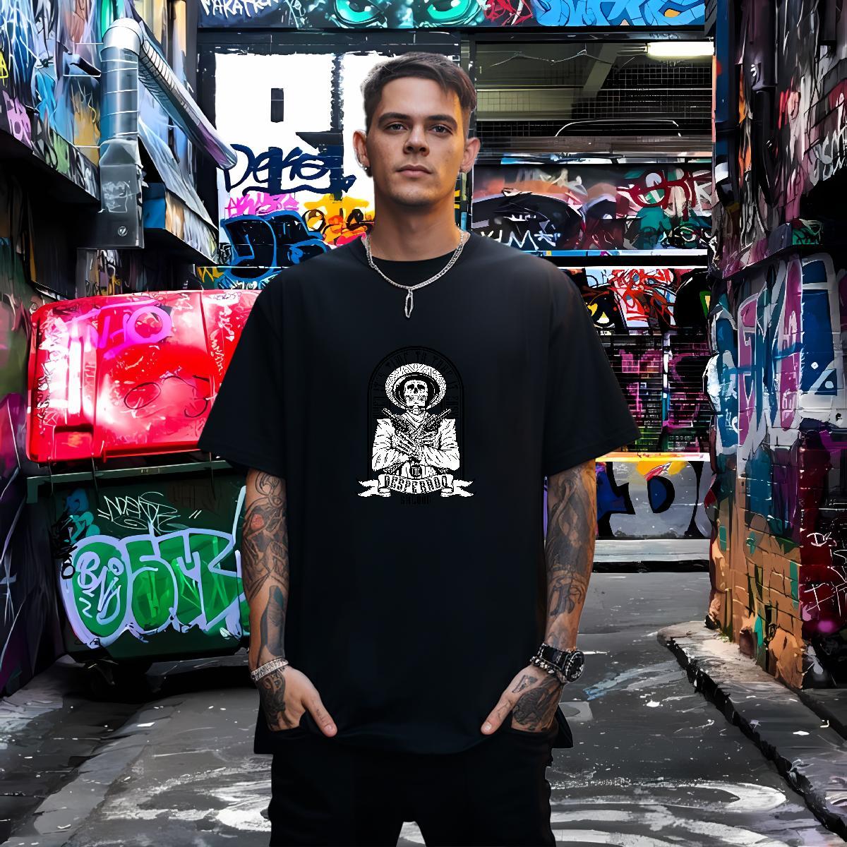 Classic Mens T Shirts 100% Cotton 230g skull Hip Hop Custom Cartoon Short Sleeve O-Neck Couples T Shirts Casual New Tops