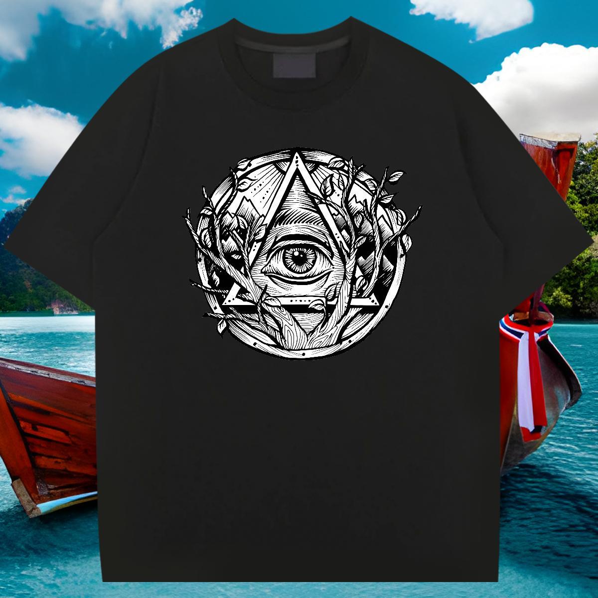 Popular Men T Shirts 230g Pure Cotton eye of the devil Street Wear Custom Print Oversized Breathable Soft Men Tshirts Customized Tops