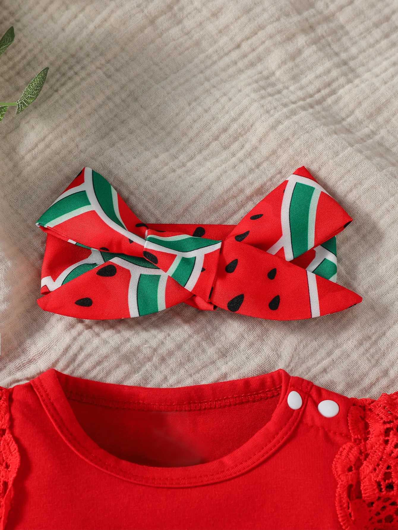 Baby Gilrs Summer Sleeveless Printing Watermelon Fashion Shirt Set For Vacation Or Streetwear W250218