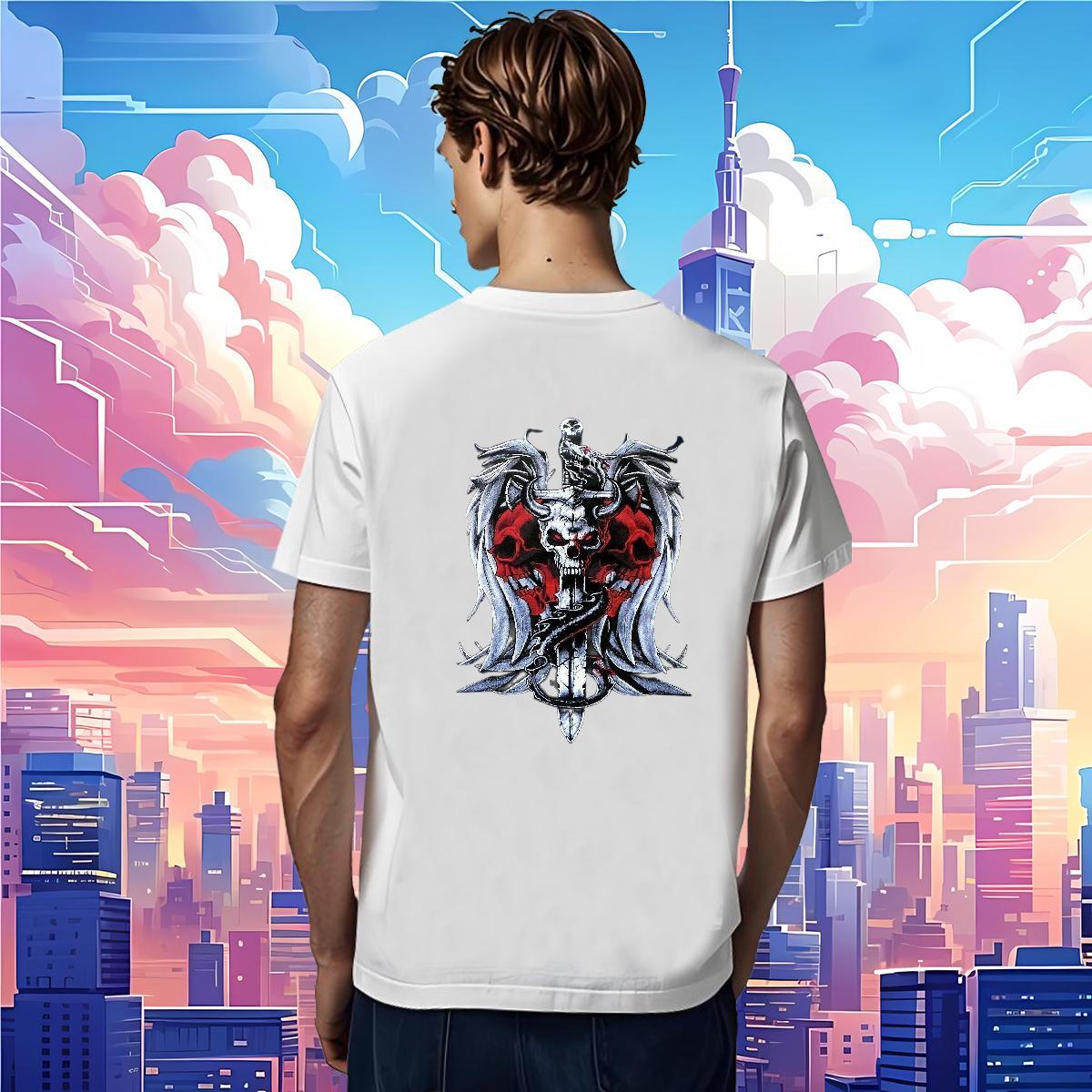 Soft T Shirt For Man 230g 100% Cotton skull Street Casual Graphic O Neck Short Sleeves Tshirts Factory Direct Wear