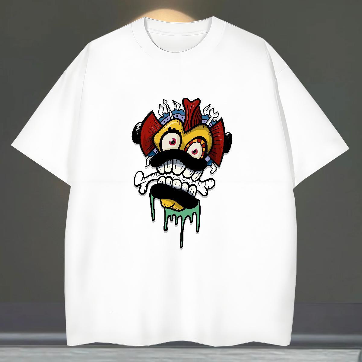 High Quality T Shirts Men 230g 100% Cotton skull Daily Wear Custom Cartoon Breathable Soft Men Tops Tees Stylist Clothes