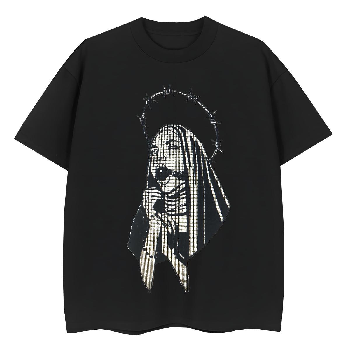 High quality Women Tees 230g 100% Cotton nun Casual Daily Wear T Shirts Women Crew Neck Anime Oversized Tees Shirts