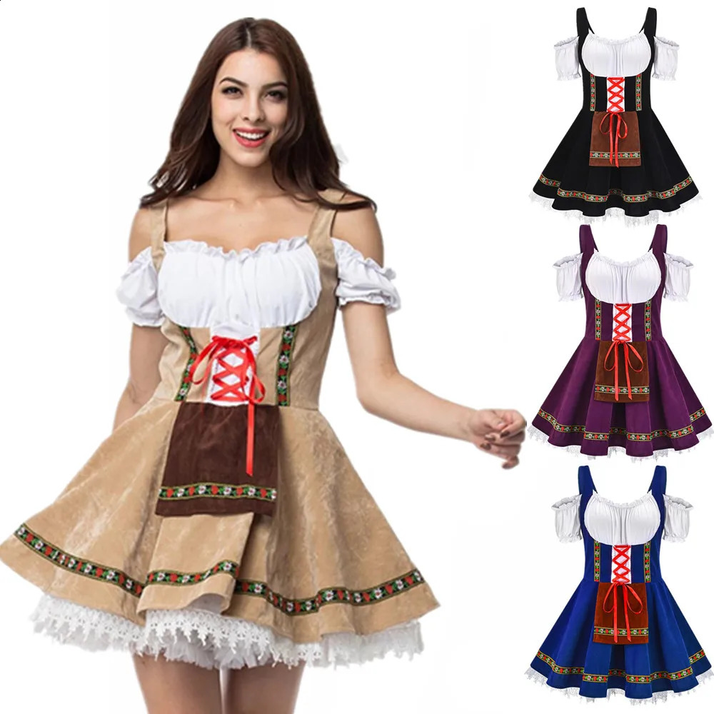 Bavarian Oktoberfest Womens Clothing German Female Waiter Costume Role Playing Carnival Halloween Fancy Party Dress 240823