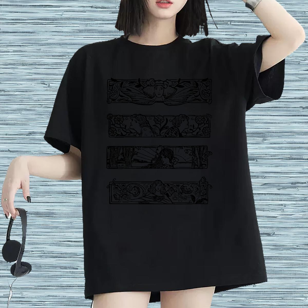 Lady Couples T Shirts 230g Pure Cotton icon Sports Street Wear Womens T Shirts Breathable Soft Anime Clothes Shirt