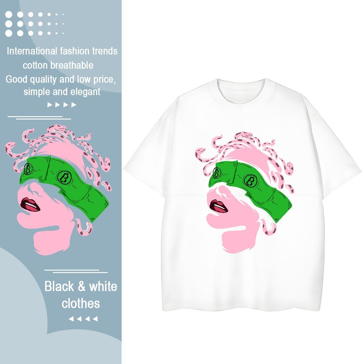 Popular Couples T Shirts 100% Cotton 230g painting Casual Beach T-Shirts for Women Breathable DIY Printed Clothes
