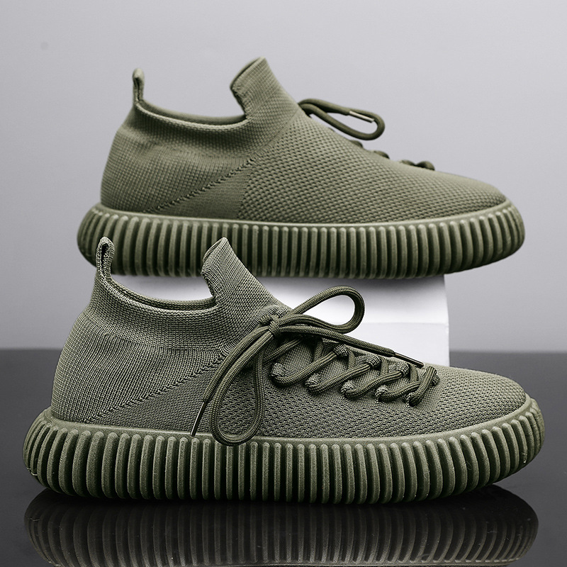 Ddmysports Live Broadcast Of Tire Soles Men S Shoes Mesh Fly Woven Breathable Socks Trendy Casual For OUTDOOR