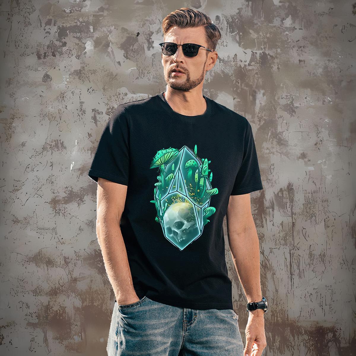 Wholesale T shirt 100% Cotton 230g skull Anime Printing Street DIY Printed Crew Neck Men Tees 2024 DIY Tops Shirt
