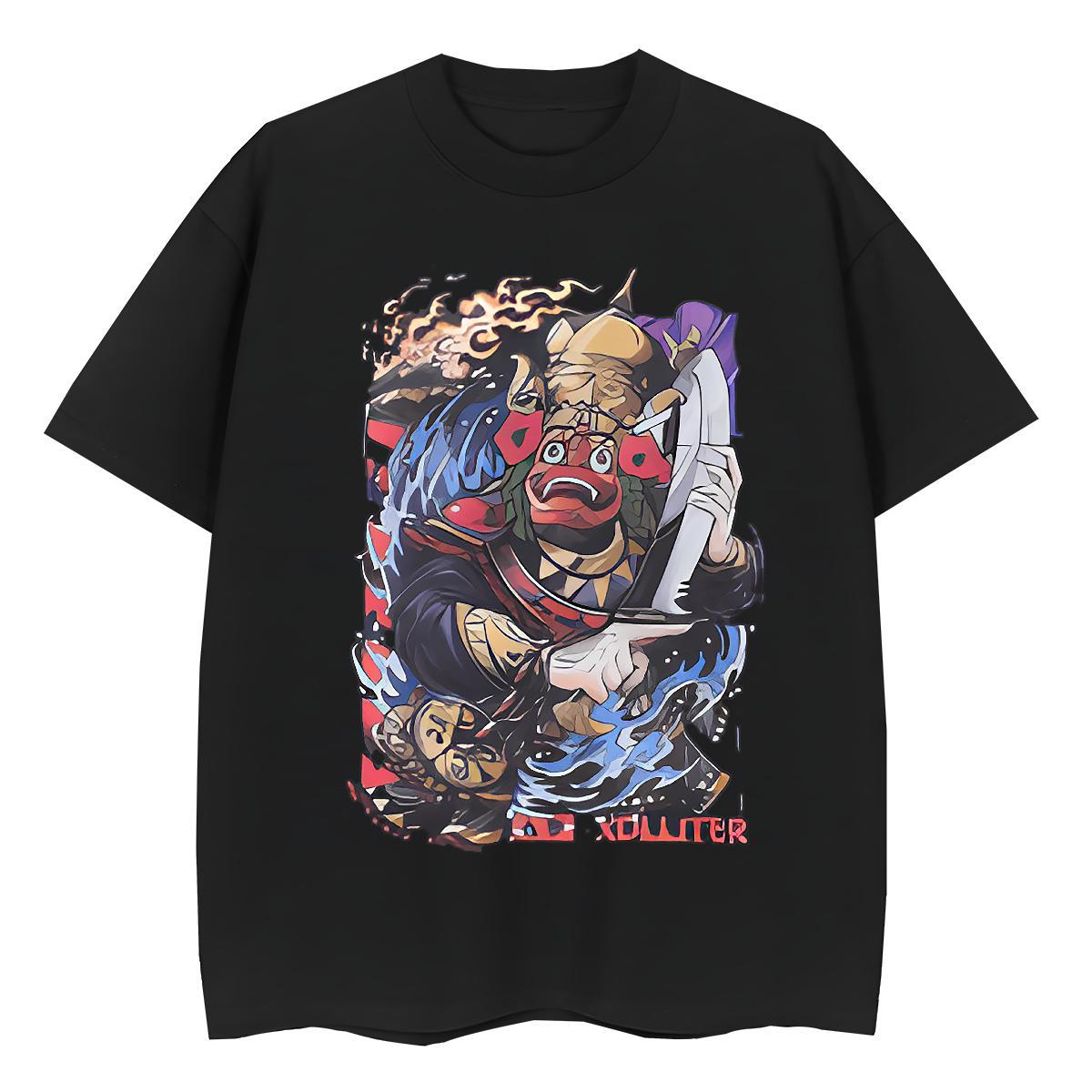 Unisex Couples T Shirts 100% Cotton 230g Animated characters High Street Hip Hop T Shirts Women Breathable Crew Neck Black White Tops