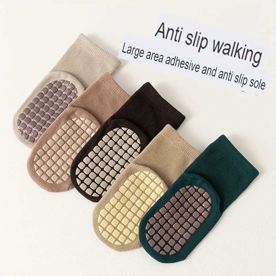 Six Pairs Autumn And Winter Large Area Dot Glue Baby Trampoline Socks Baby Little Kids Non-slip Floor Socks Large Cartoon Strai CL240824