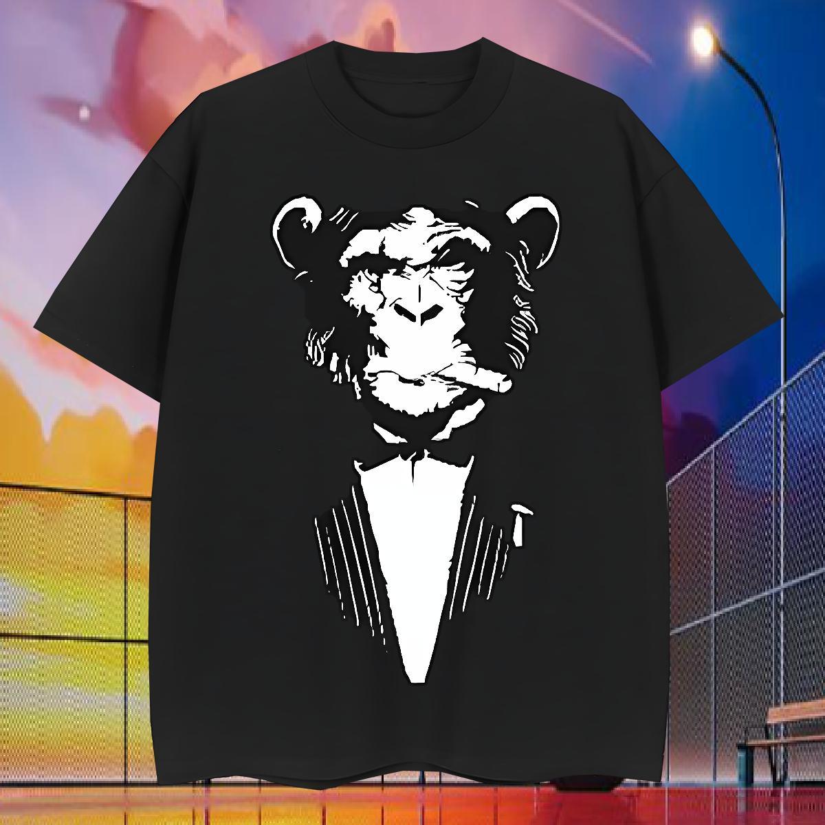 Designer Men Tops Tees chimpanzee Home Outdoor 230g 100% Cotton Clothings Short Sleeve Soft Loose T Shirts Men Custom Cartoon