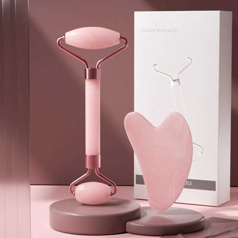 2pcs/set Face Spa Neck Massager For Face Roller Gua Sha Scraper Board Lift Up Wrinkle Remover Eye Care Resin Guasha Set CL240824