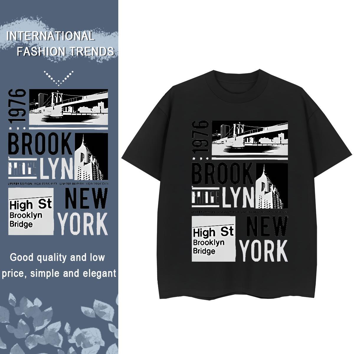 Popular Couples T Shirts 100% Cotton 230g New York Daily Outfit Women T Shirts Breathable Plus Size Cartoon Top Tees
