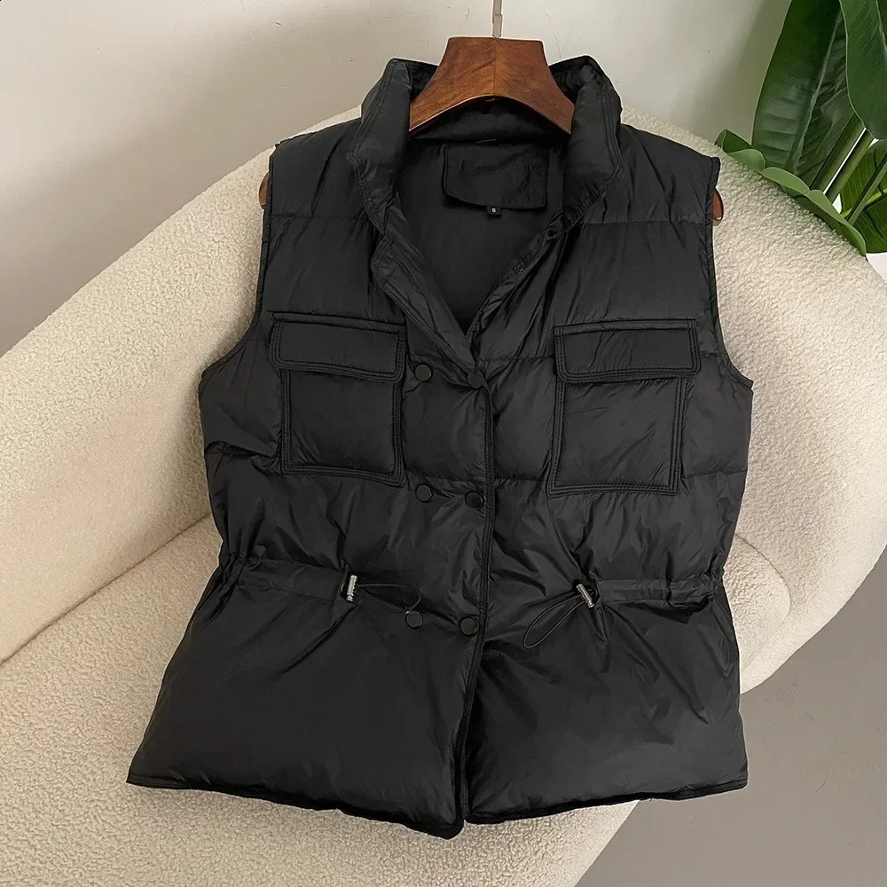 Womens Short Vest Warm Waist Coat White Duck Down Jacket Sleeveless Fashion 240823