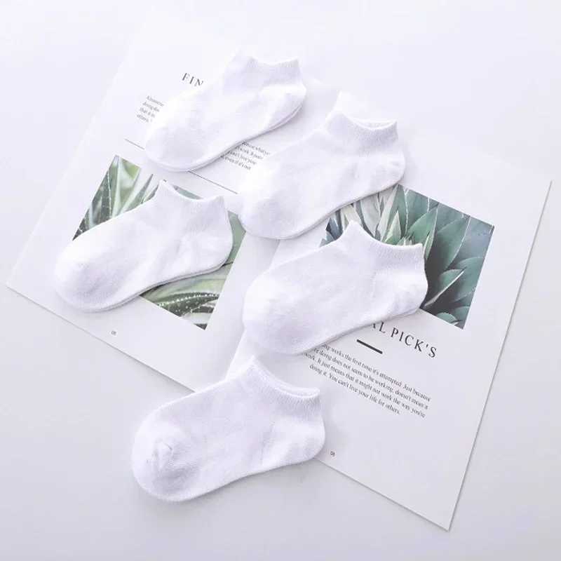 5Pairs/Lot Baby White Kid Socks Spring Style Solid Thin Soft Cotton Children For Boys Girls Sport Students Socks 2-12 Years Old CL240824