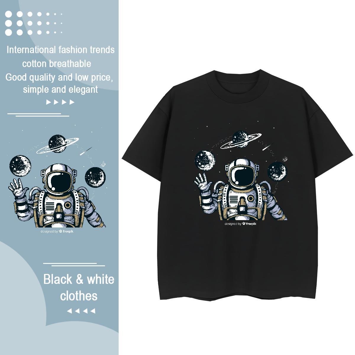 Popular Woman Tshirt 230g Cotton cosmonaut Casual Beach T Shirt For Woman Breathable Anime Tees Shirts
