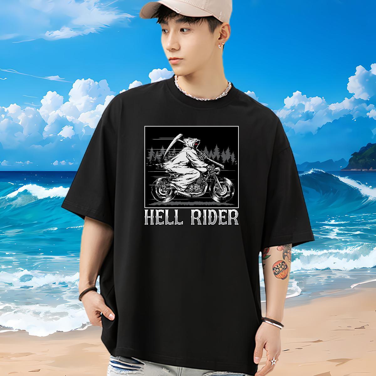 Loose Fit T Shirt For Man 230g Cotton Motorcycle Casual DIY Logo Oversized Breathable Soft Mens Tshirts Fashion Design Tees