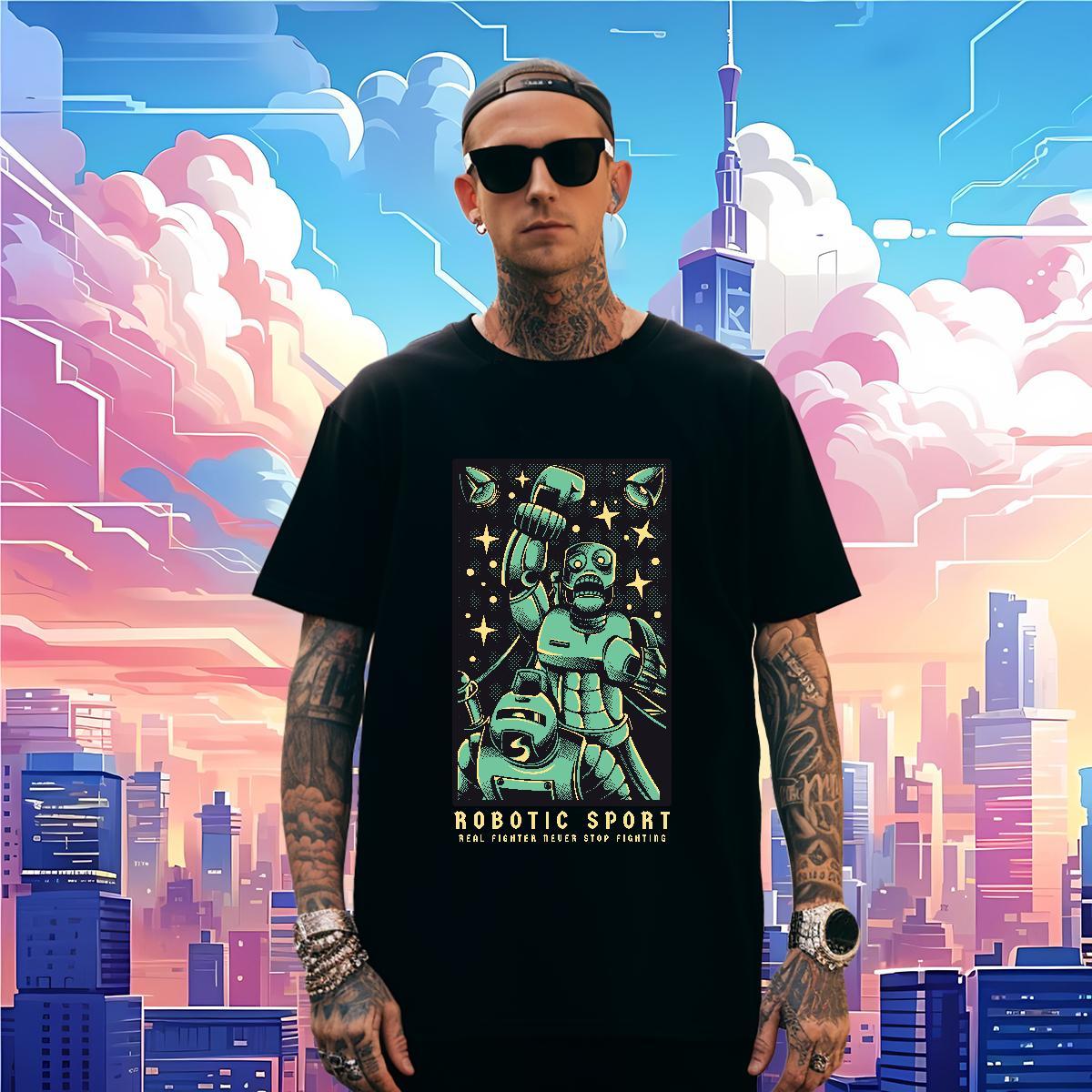Popular T Shirt For Man 230g Pure Cotton ET Casual Daily Wear Floral Print Breathable Short Sleeve Men Tops Tees 2024 New Tee Shirt