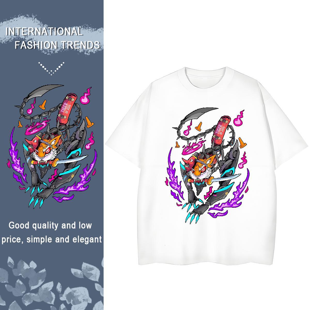 Unisex Unisex Tshirts 230g 100% Cotton cartoon Casual Daily Wear T-Shirts O-Neck Short Sleeve Floral Print Clothes Shirt
