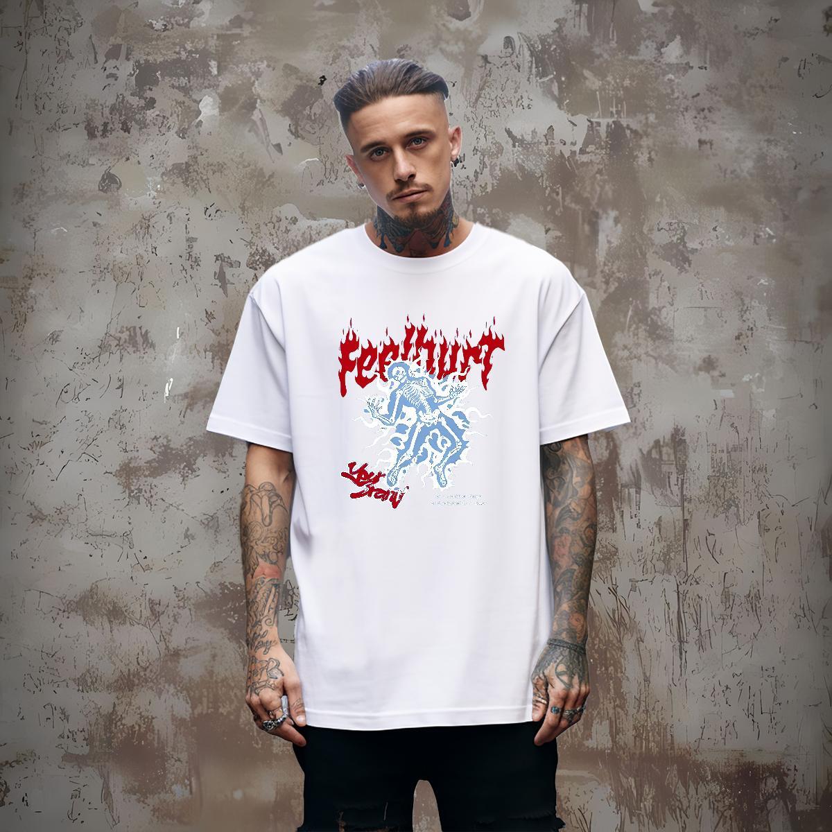 Unisex Man T Shirts 230g Pure Cotton skull Casual Custom Big Size O Neck Short Sleeves Mens Tshirts Fashion New Tops Shirt