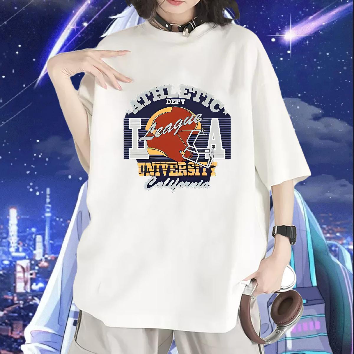 High quality Women Tees 230g Pure Cotton letter Hip Hop Woman T Shirts Crew Neck Breathable DIY Anime Printed Tshirts