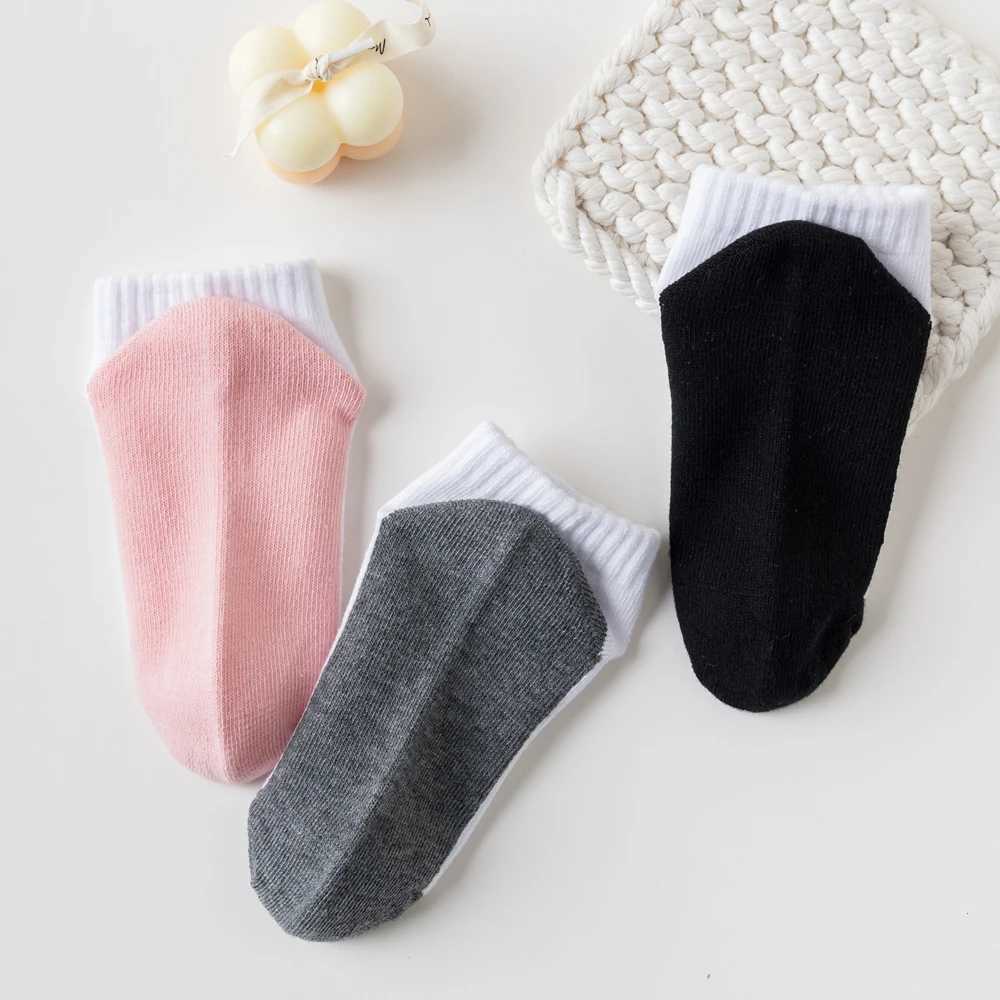 5 Pairs/Lot Summer Children Socks 100% Cotton Kids Fashion Black White Gray Baby Girl Boy Socks Casual Short Socks For 1-12 Year CL240824