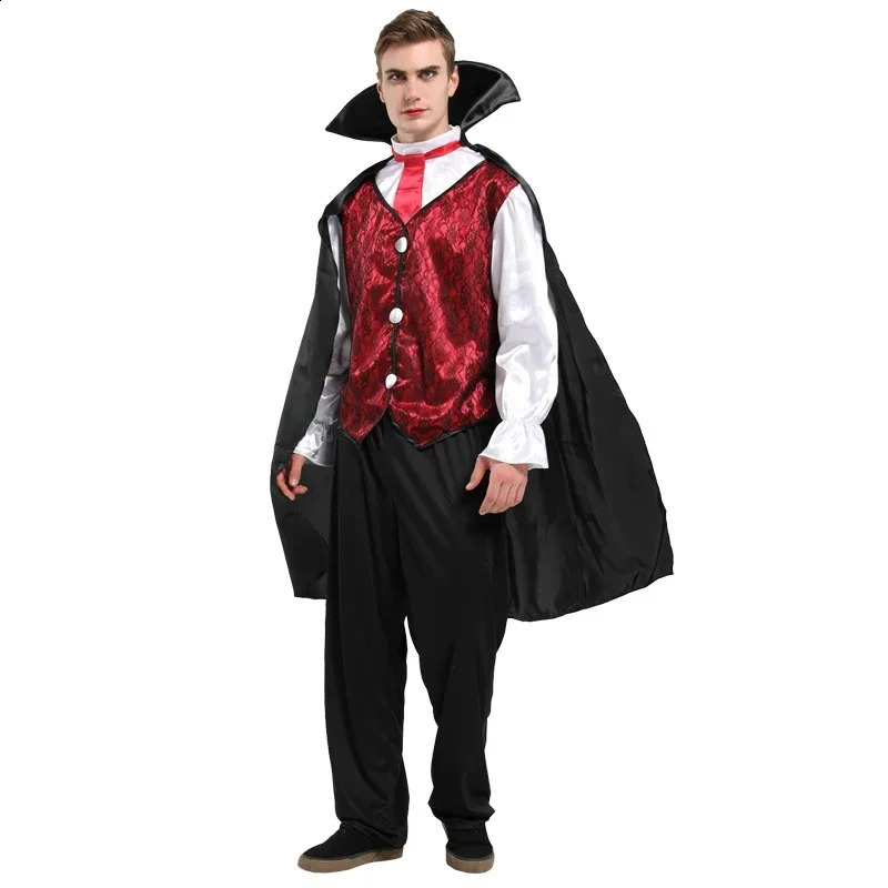 Halloween male roleplaying costume paired with shirtpantsvestcape mens carnival party devil 240823