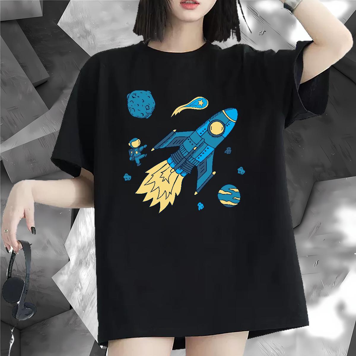 Wholesale Woman Tshirt 230g 100% Cotton universe Spring Summer T-Shirts Breathable Short Sleeve Cartoon Anime Tshirts