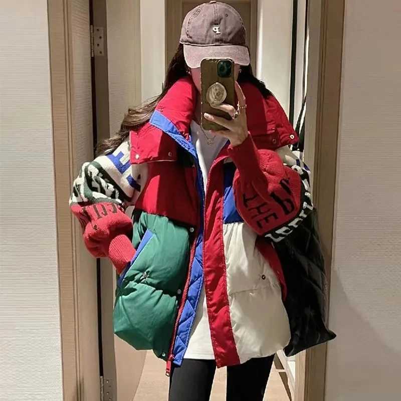 Women's Down Parkas Winter Jacket Womens 2024 New Cotton Coat Womens Knitted Letter Embroidered Slves Parka Thick Coat Top Y2408248VAK