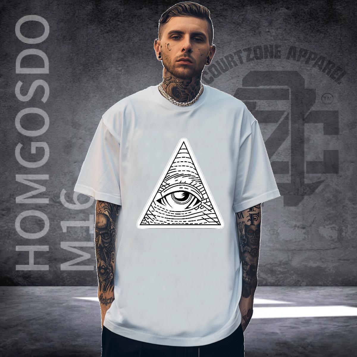 TOP Quality Mens T Shirts 100% Cotton 230g eye of the devil Daily Wear DIY Anime Breathable Crew Neck Men Tshirts Classic Clothes