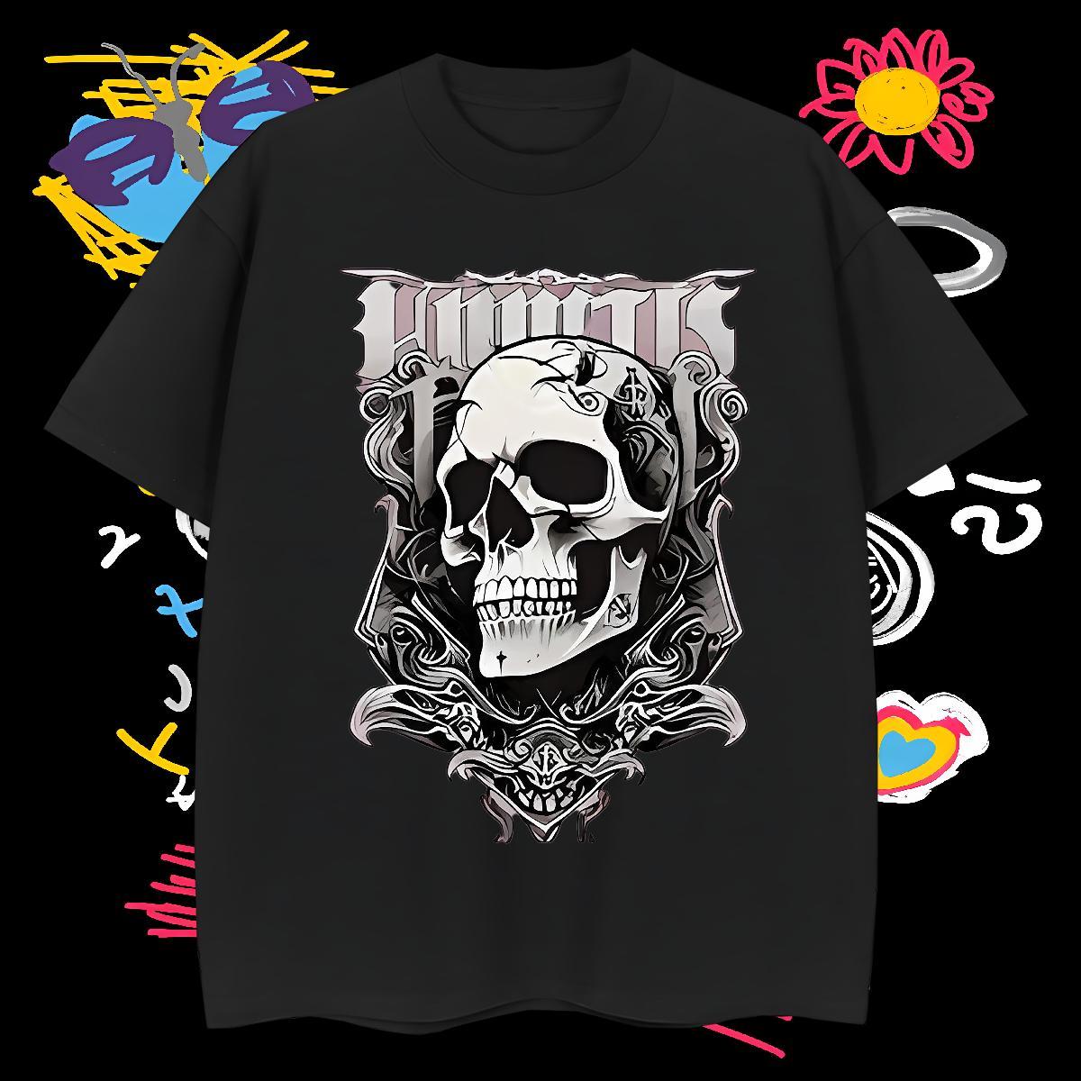 Unisex Mens T Shirts 100% Cotton 230g skull Spring Summer Custom Cartoon Crew Neck Mens Tshirts DIY Customized Wear