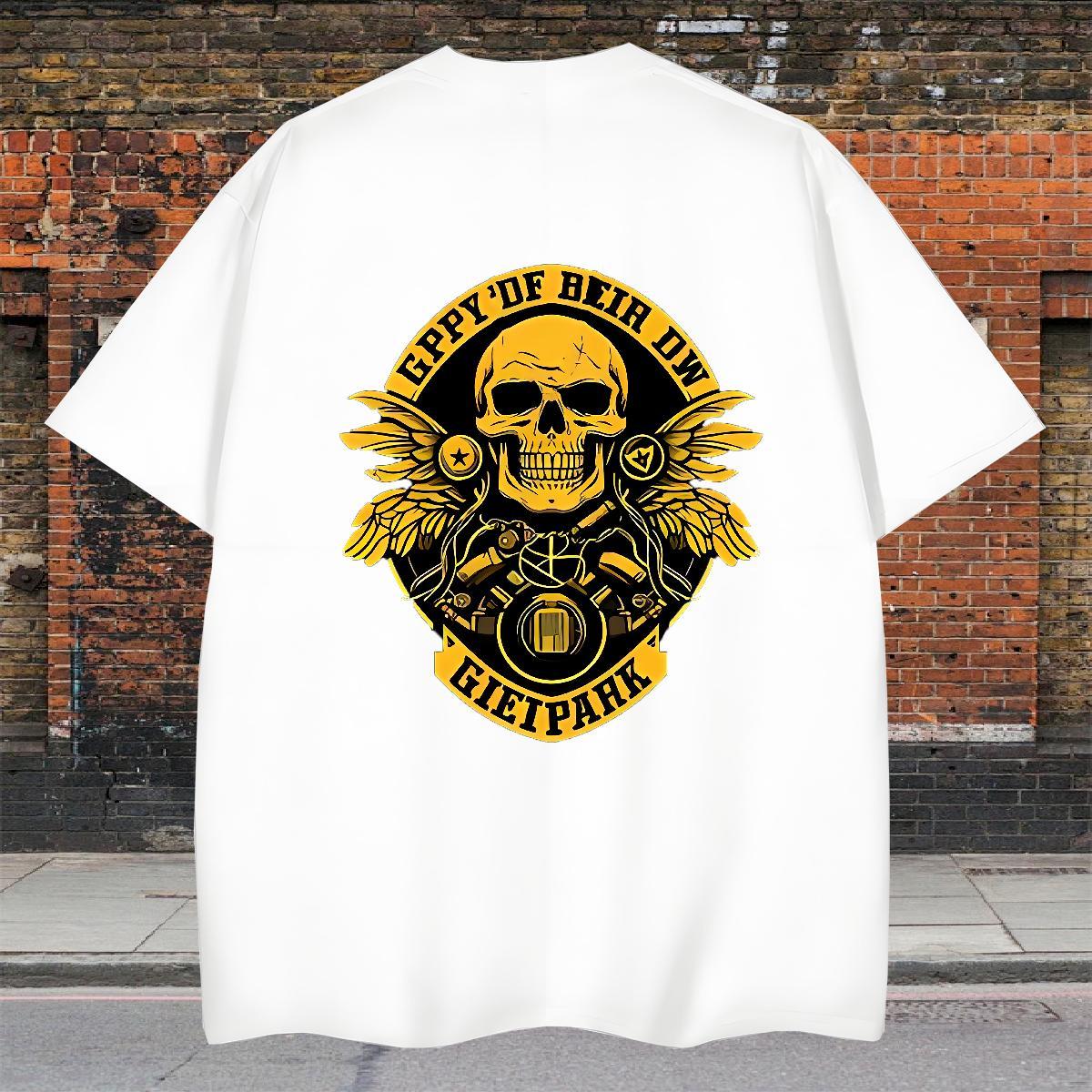 Free Shipping Man T Shirts 230g Cotton skull Hip Hop Plus Size Cartoon Crew Neck Breathable Couples T Shirts Factory Direct Top Tees