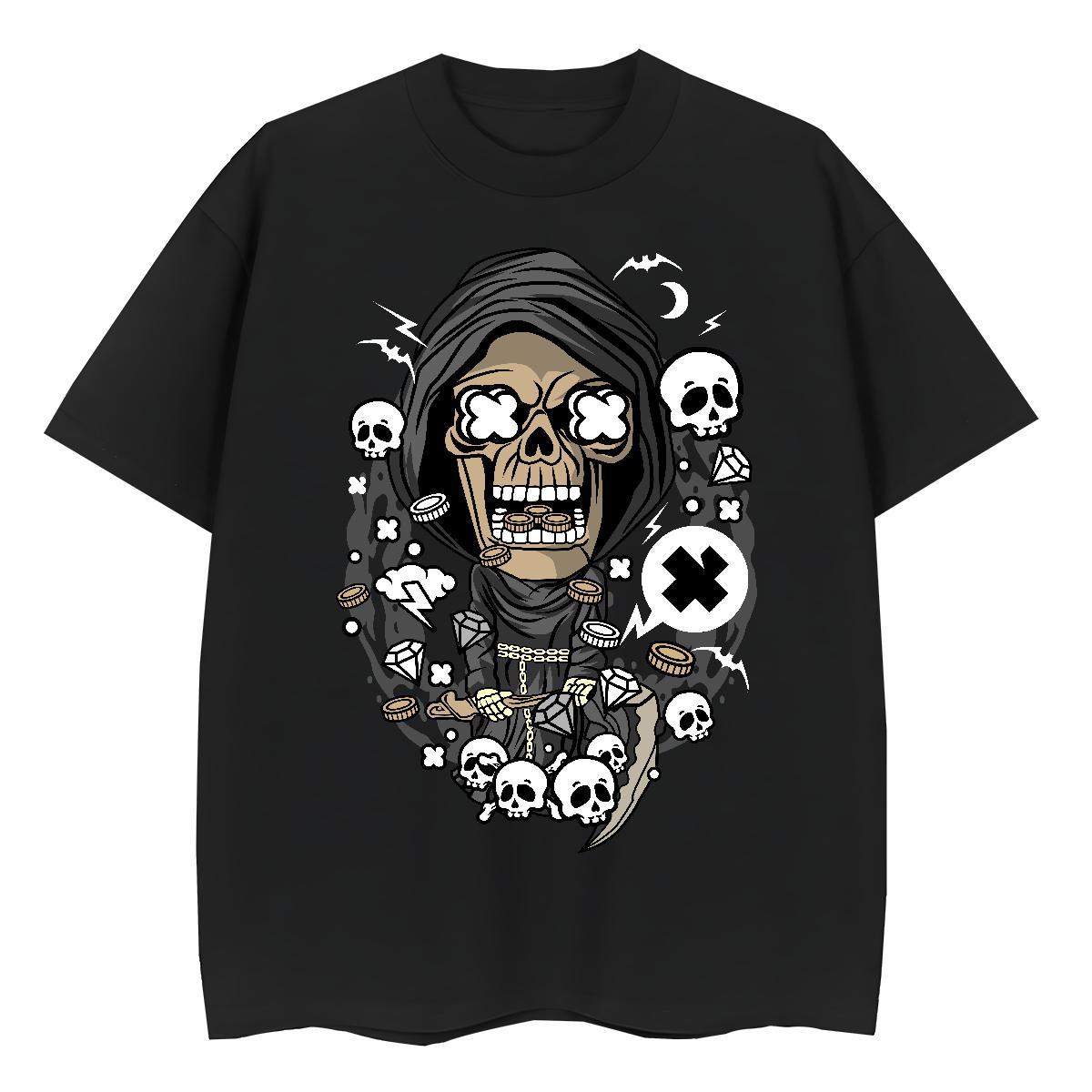 Soft T-Shirts for Men 230g 100% Cotton skull Home Outdoor Oversized 4XL Breathable Short Sleeve Men Clothes T-Shirt Fashion Casual Tops