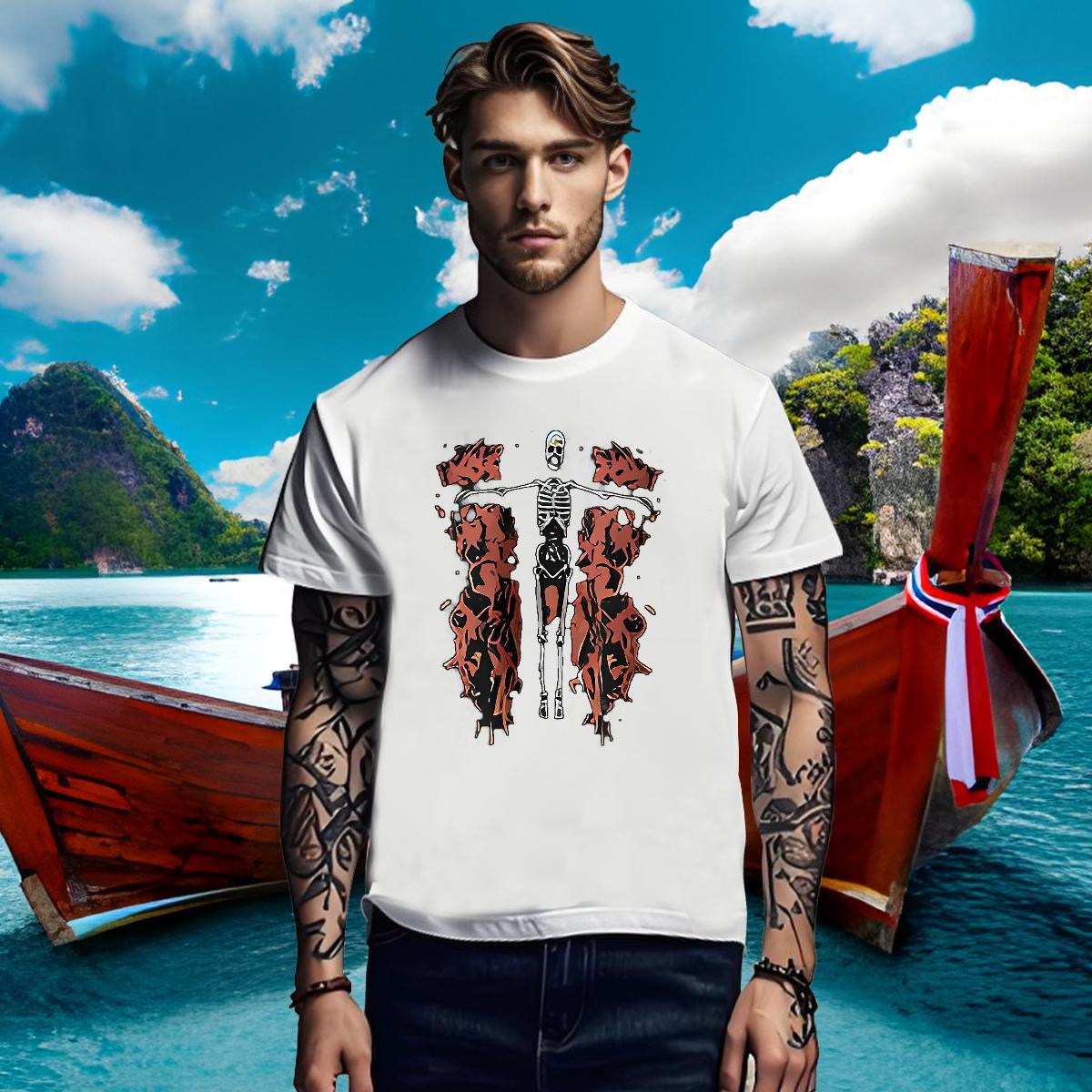 Cool Men T Shirts 230g 100% Cotton skull Summer Casual DIY Round Neck Short Sleeve Men Clothes T-Shirt Designer Fashion Tops Shirt