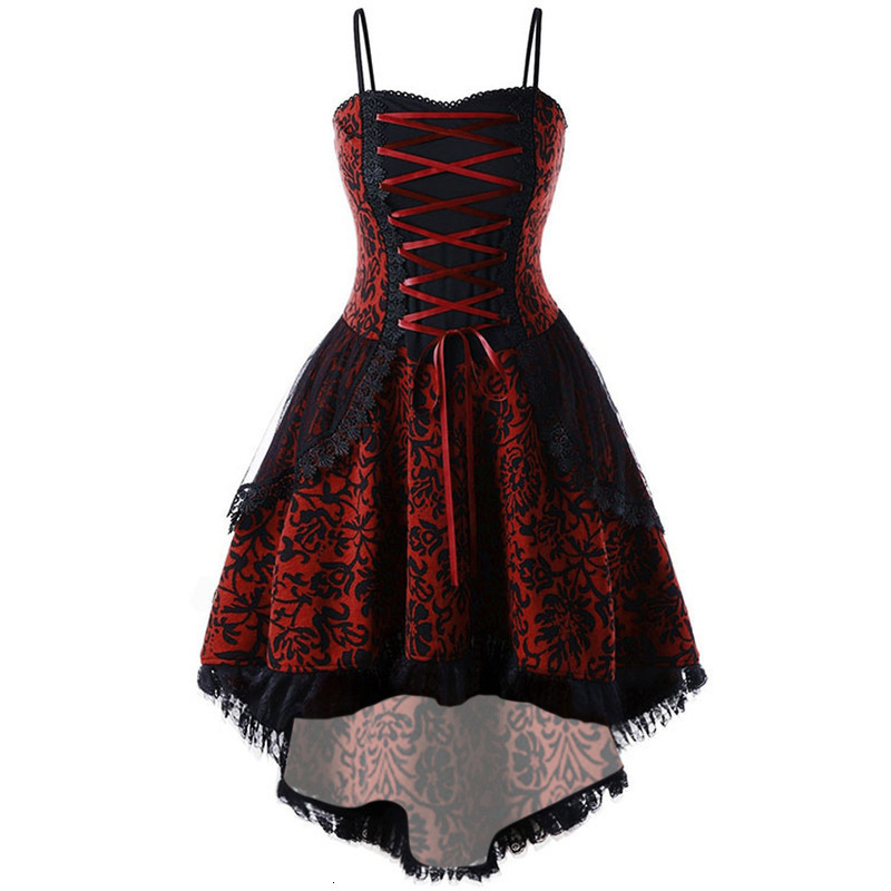 Lace Gothic Retro Dress Womens Halloween Role Playing Costume Irregular Sleeve Robe Medieval Ghost 2025 w240824