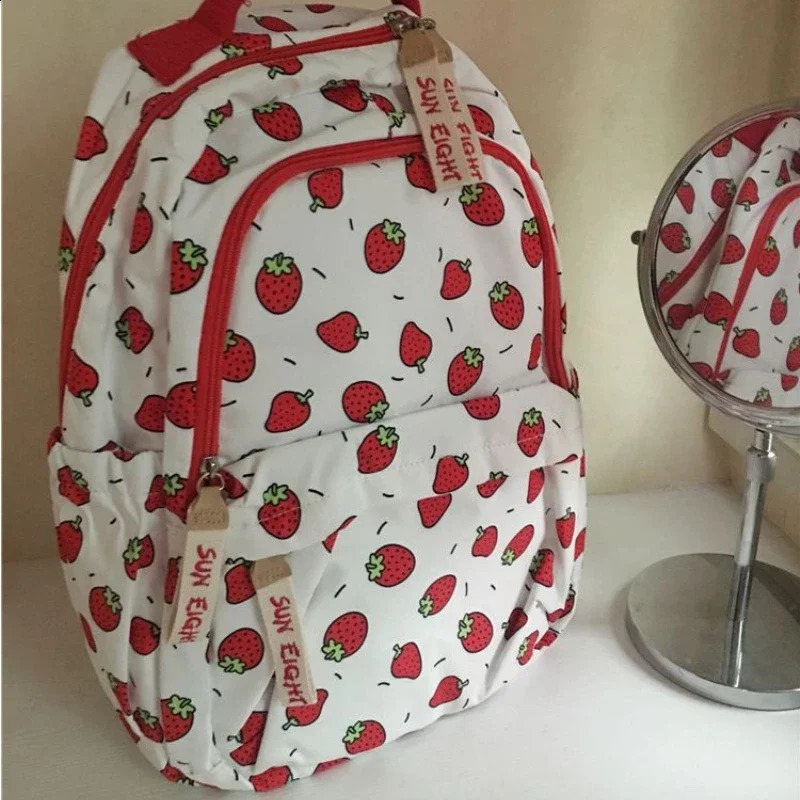 Kawaii Cute Backpacks for hot Girls: Strawberry Print Haruku School Bag