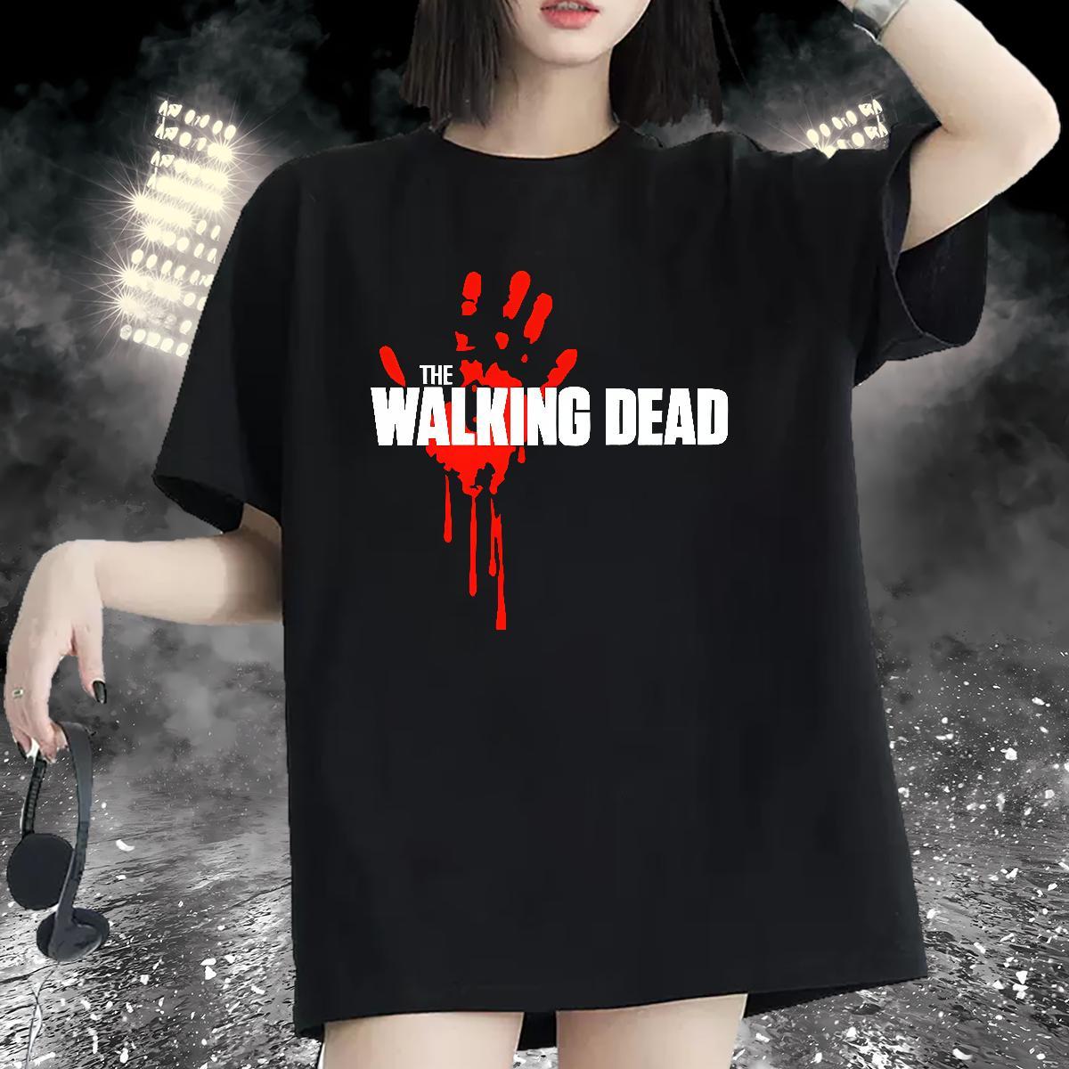 Free Shipping Woman Tshirt 230g Pure Cotton scary Casual Daily Wear T shirt Breathable Soft Cartoon Print Tops