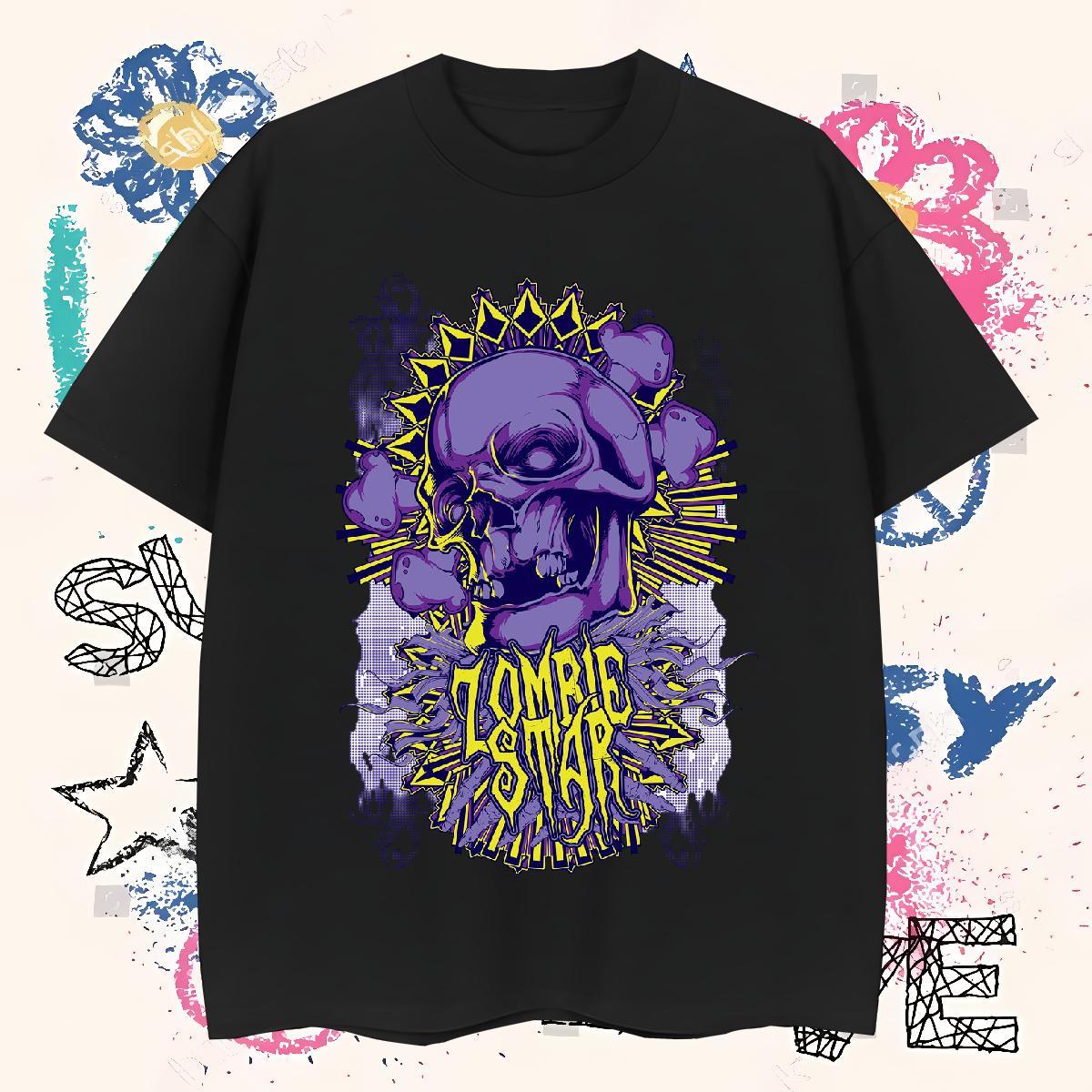 Comfortable T Shirts Men 230g 100% Cotton skull Sport Customized O-Neck Short Sleeve Men Tees 2024 New Tees Shirts