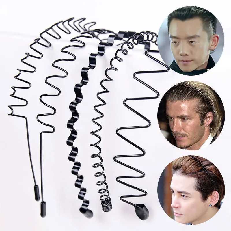 Metal iron headband mens unisex black wave hair clip with 5mm wide fashionable sports hair clip accessory W240816