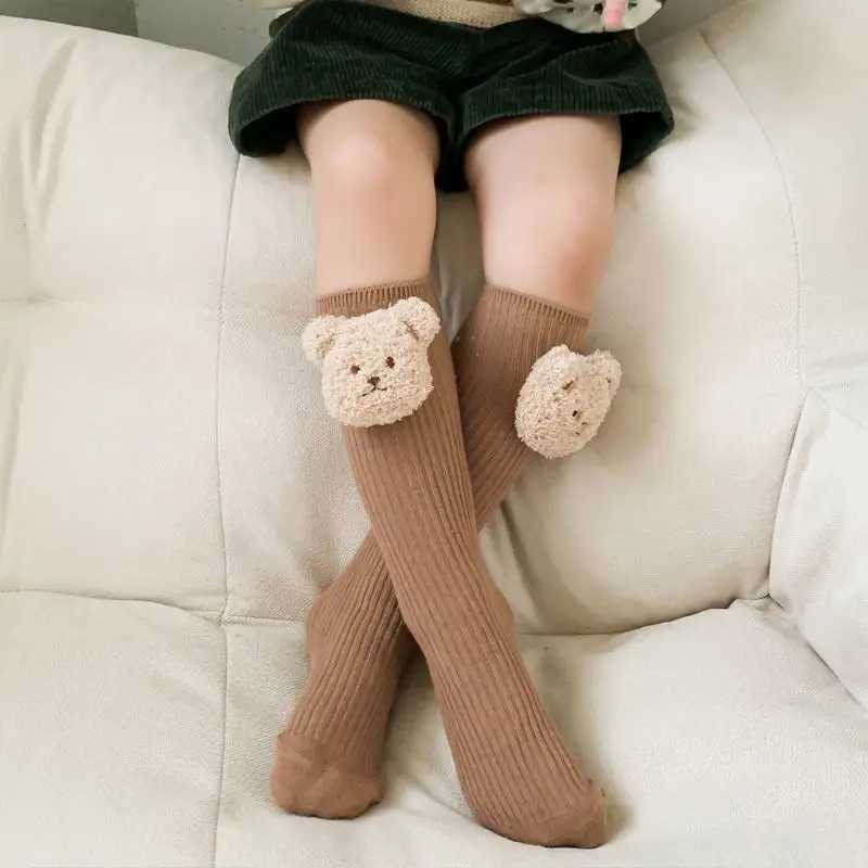 New Baby Socks Kids Toddler Boys Knee High Long Soft Cotton Cute Bear Children Socks Baby Girl Socks 2-8 Years Winter Clothes CL240824