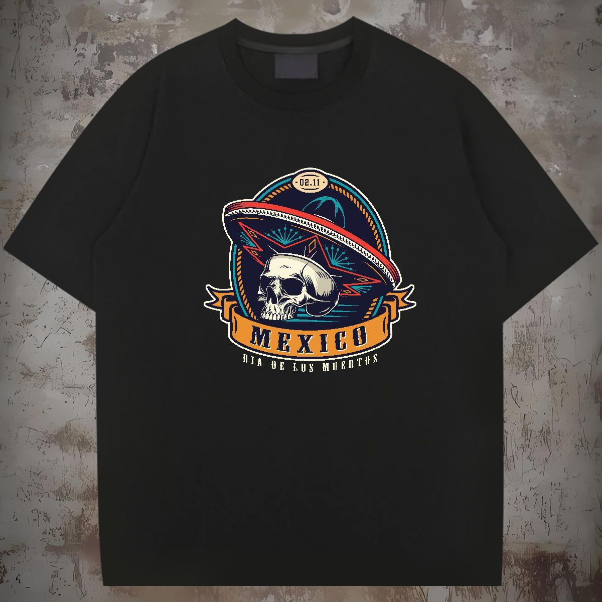 Wholesale Men T Shirts 230g 100% Cotton skull Outdoor Plus Size Custom Breathable Short Sleeve Mens Tshirts Fashion Casual Polos