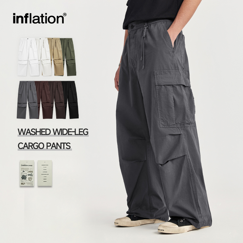 Inflation Minimalism Mens Wide Leg Cargo Pants Fashion Multi Pocket Casual Traveler w240824