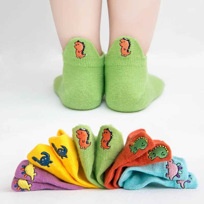Kawaii Embroidered Expression Children Socks Cotton Fruit Happy Funny Socks Kids Christmas Gifts Ankle 5Pairs/lot Size 1-9Y CL240824