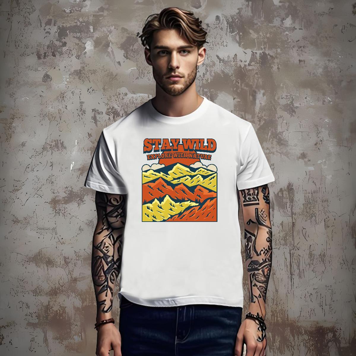 Loose T shirt 100% Cotton 230g mountains Street wear Hip Hop Cartoon Printing L-4XL Breathable Short Sleeve Tshirt for Man Woman Designer Tops