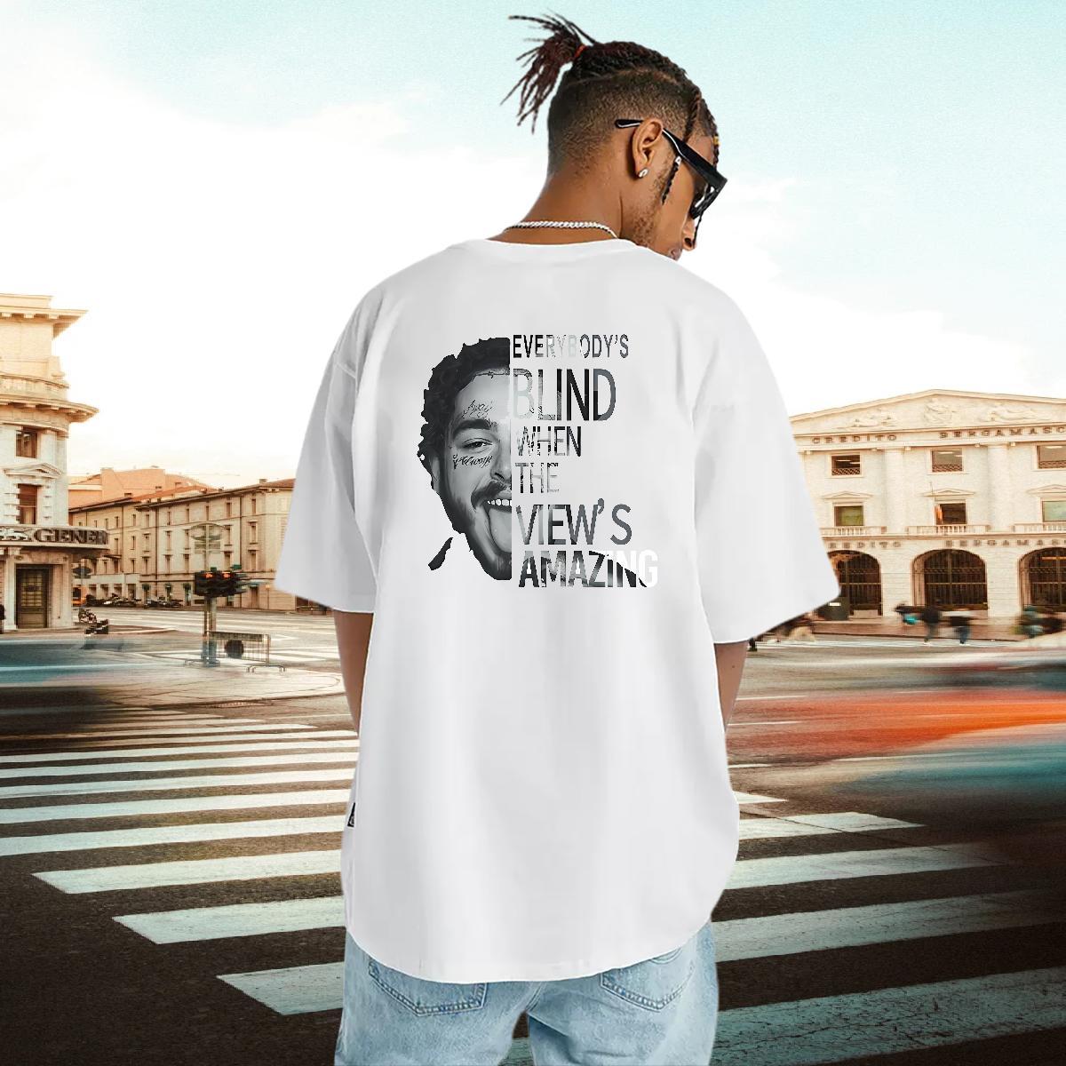 Free Shipping Mens T Shirts 230g 100% Cotton portrait Anime Printing Street Black White Breathable Short Sleeve Tshirts Fashion Design Clothes