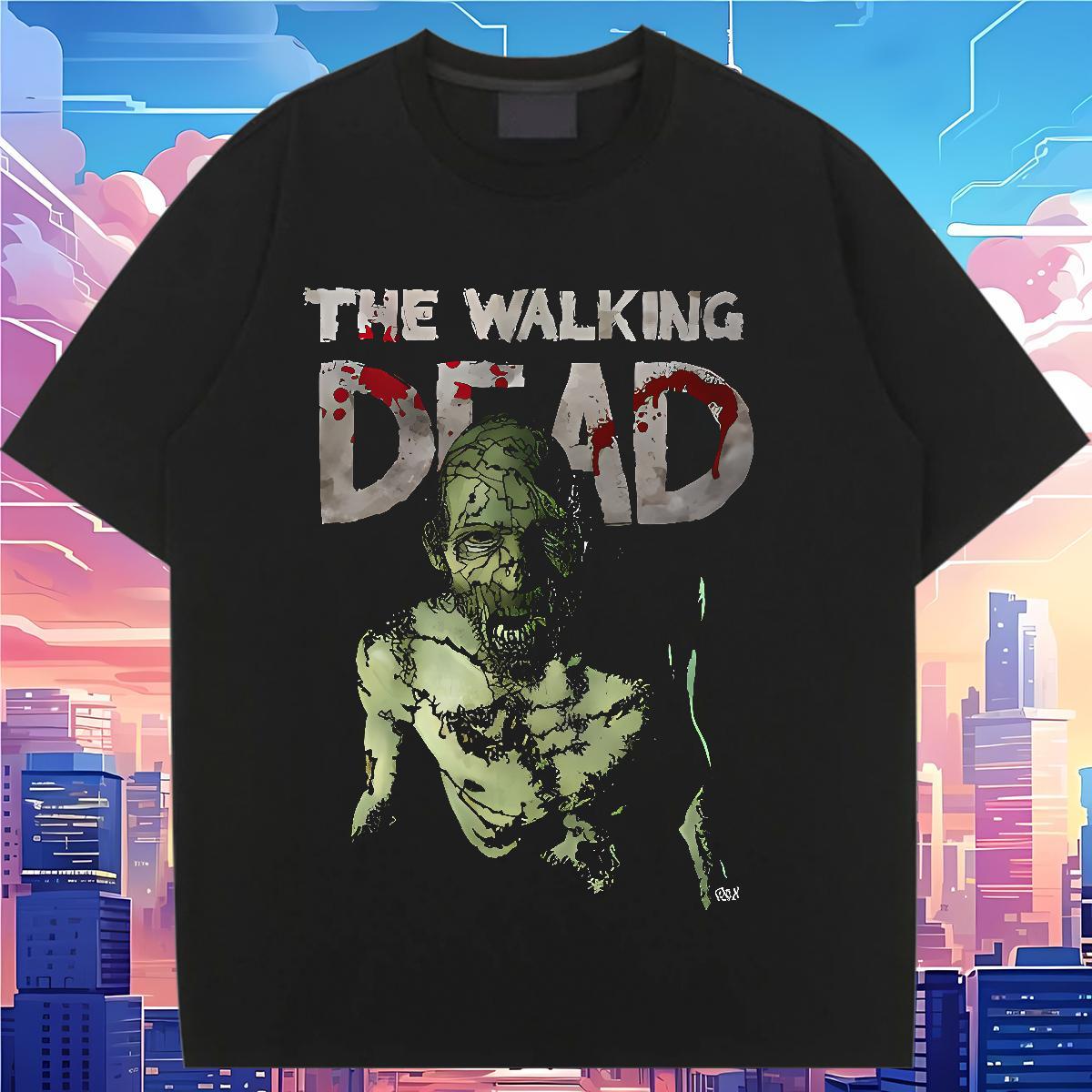 Comfortable Unisex Tshirts 230g 100% Cotton dead Home Outdoor Women T Shirts O-Neck Short Sleeve Cartoon Print Polos