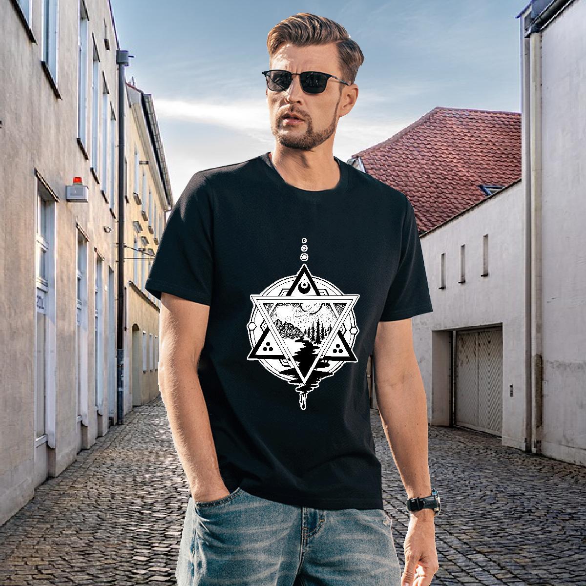 Soft Mens T Shirts 230g Pure Cotton eye of the devil Street wear Hip Hop Custom Print Oversized Breathable Short Sleeve Men Tees DIY Clothings