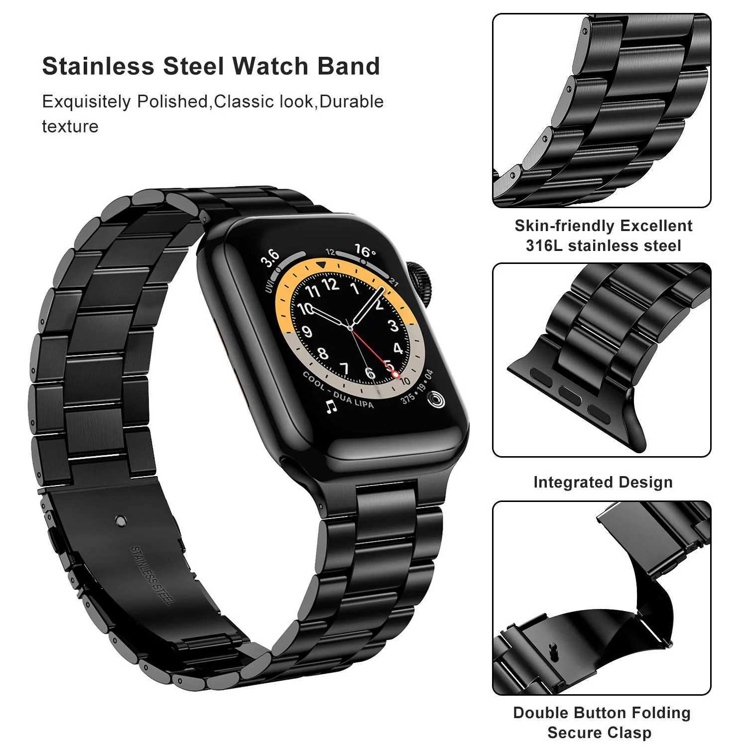 Stainless Steel Strap For iwatch Ultra Band 49mm smart watch Metal Bracelet iwatch 7 6 5 4 3 SE 8 45mm 41mm 38mm 40mm 44mm Z240824