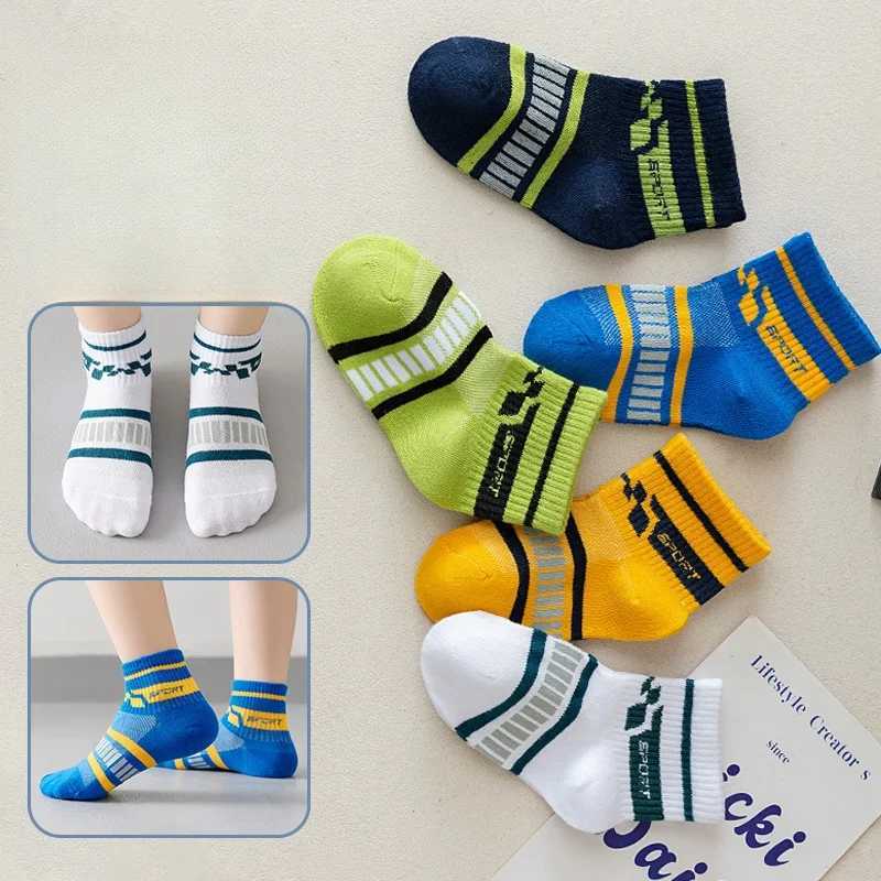 10 pairs of kidsrens socks summer thin mesh socks boys socks girls mid-calf socks breathable sweat-absorbent cotton socks CL240824