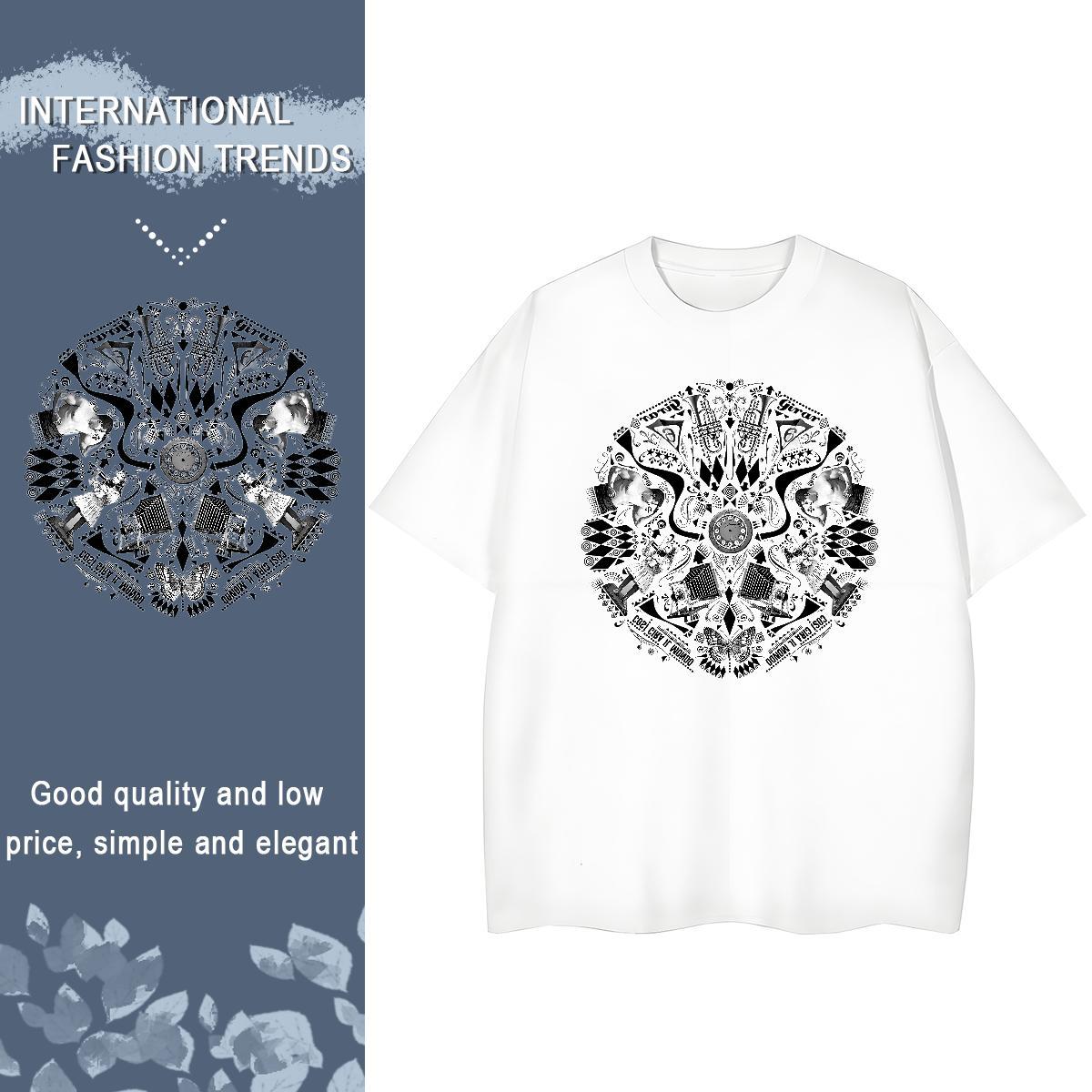 High Quality T Shirts Men 230g Cotton eye of the devil Daily Outfit Black Oversized Breathable Couples T Shirts Fashion Design Tshirts